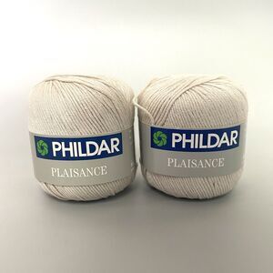 Phildar Plaisance Yarn Lot 2 Skeins Beige Cotton Rayon Silk Blend 50g Italy